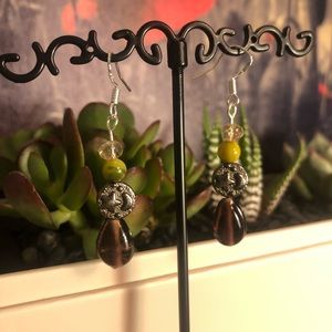 Moon & Star Charm Purple Green Pink Summer Hippy Handmade Bead Earrings